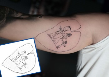man-inner-arm-tattoo-childrens-drawing-father-daughter-tattoo-