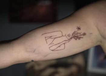 woman-fineline-arm-tattoo-art-flowers-